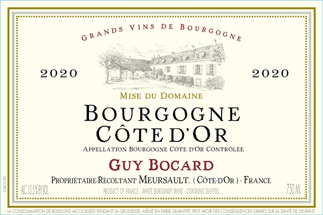 2021 Bourgogne Blanc, Côte d\'Or, Domaine Guy Bocard