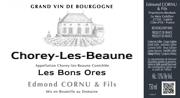 2021 Chorey-les-Beaune Rouge, Les Bons Ores, Domaine Edmond Cornu