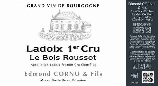 2016 Ladoix 1er Cru Rouge, Le Bois Roussot, Domaine Edmond Cornu