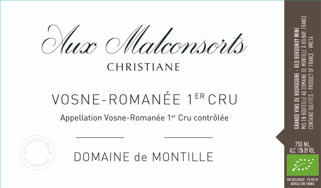 2021 Vosne-Romanée 1er Cru, Aux Malconsorts, "Christiane", Domaine de Montille
