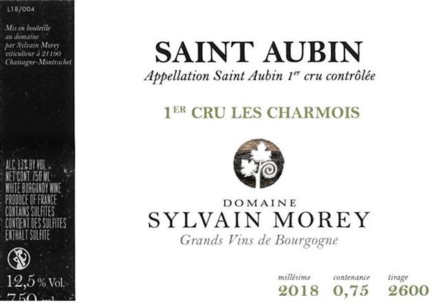 2021 Saint-Aubin 1er Cru Blanc, Les Charmois, Domaine Sylvain Morey